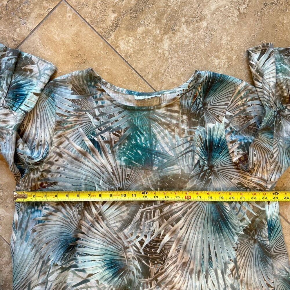 Bryn Walker Fran Top Shirt Medium Boho 100% Linen Lagenlook Beachy Coastal Palm - Picture 12 of 13